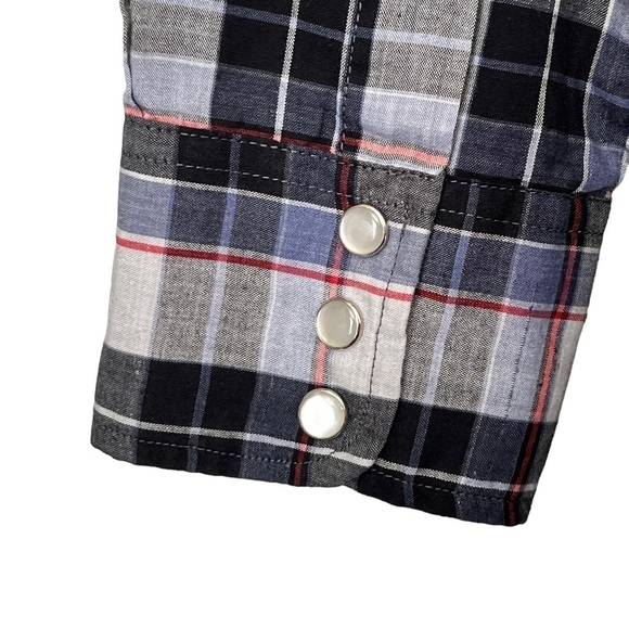 New Frontiers by Big Yank Country Western Plaid Shirt with Pearl Snap Buttons - Picture 6 of 12